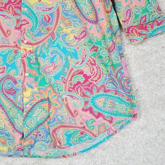 Lauren Ralph Lauren Women Tunic Shirt Size Large Button Up Paisley Casual Travel - Picture 2 of 11